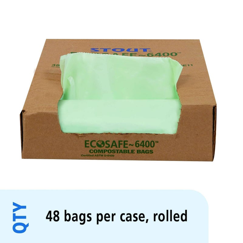 Stout by Envision Ecosafe-6400 Bags, 30 Gal, 1.1 Mil, 30" X 39", Green, 48/box - Image 3